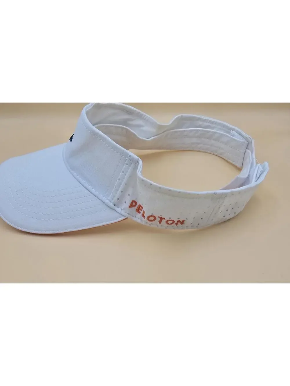 Peloton Performance Visor Hat White Orange Logo Athletic Running Tennis Golf